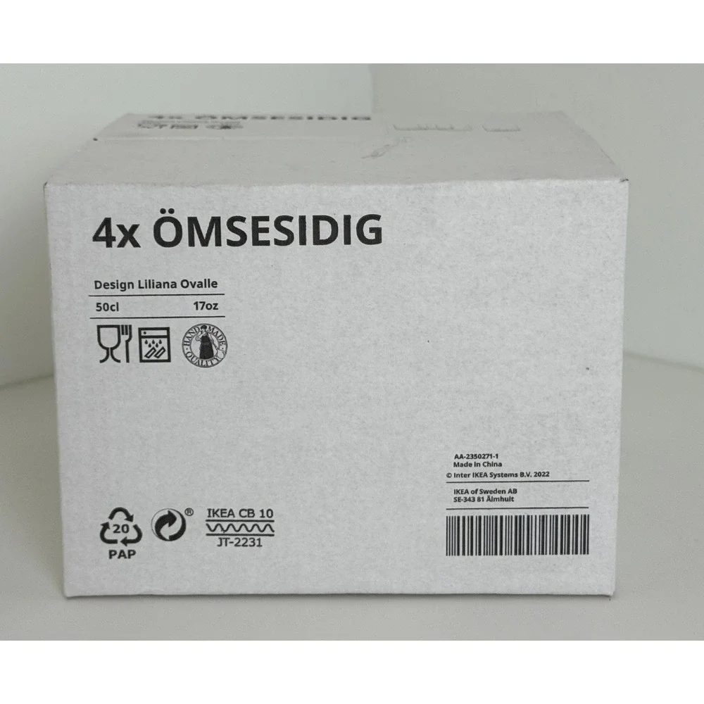 IKEA OMSESIDIG 4pk Glass Set Handmade 17oz Colorful Dots New discontinued